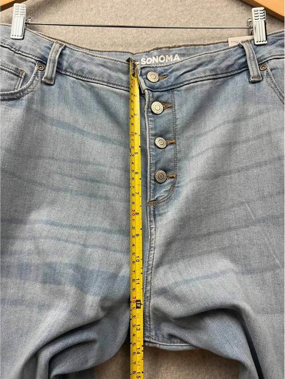 Sonoma Wide Leg High Rise Jeans Womens Plus Size 20 Relaxed Raw Hem Button Fly